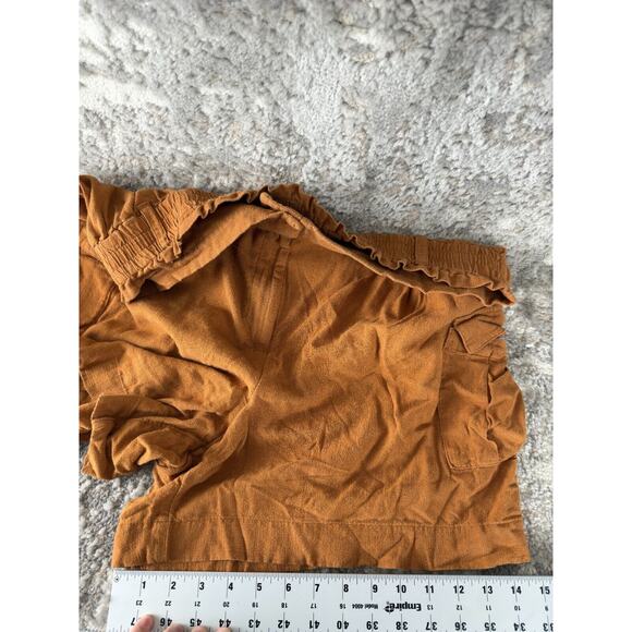 Simply Vera Wang Sz XL Brown Linen Blend High Waist Cargo Shorts Boho Lagenlook - Picture 9 of 13